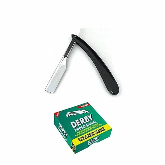 ידית תער מסילה + 100 תערים חצויים של דרבי פלטינום